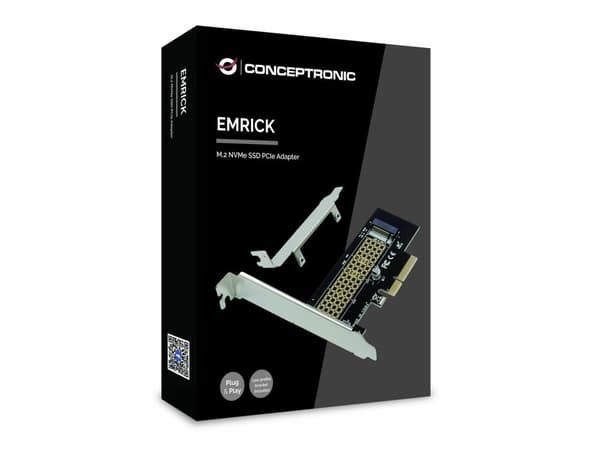 Conceptronic EMRICK M.2 NVMe SSD PCIe-adapter - PCIe - M.2 - PCIe 3.0 - Passiv - Kina - 32 Gbit/s (EMRICK05B)