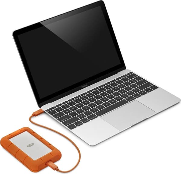 LACIE RUGGED 1TB USB-C USB3.0 Dråbe-, knusnings- og regnbestandig til terrænbrug orange
