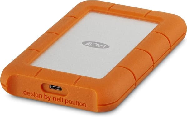 LACIE RUGGED 1TB USB-C USB3.0 Dråbe-, knusnings- og regnbestandig til terrænbrug orange