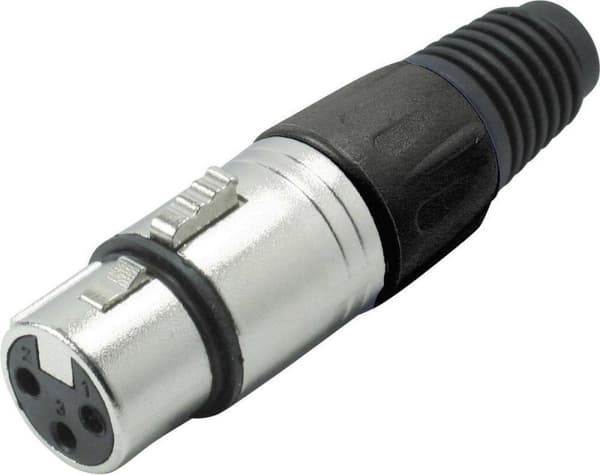 S-Impuls XLR 3-stifts (V) kontakt med dragavlastning av plast - grå/svart