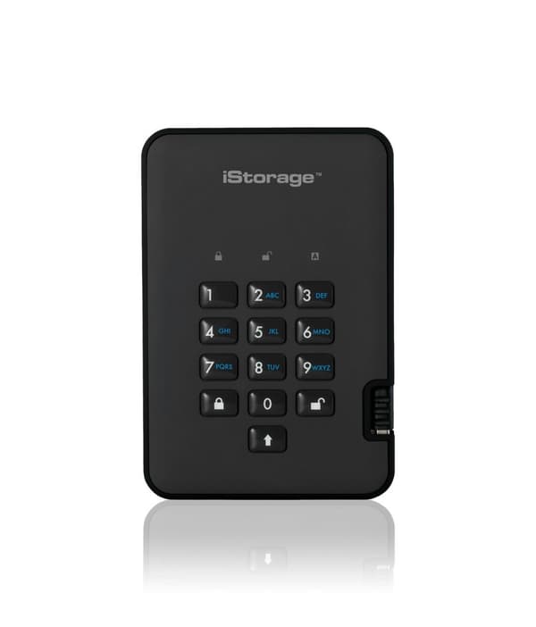 iStorage diskAshur 2 - Harddisk - krypteret - 4TB - ekstern (bærbar) - USB 3.1 Gen 1 - 5400 rpm - buffer: 8MB - FIPS 197 - 256-bit AES - phantom black