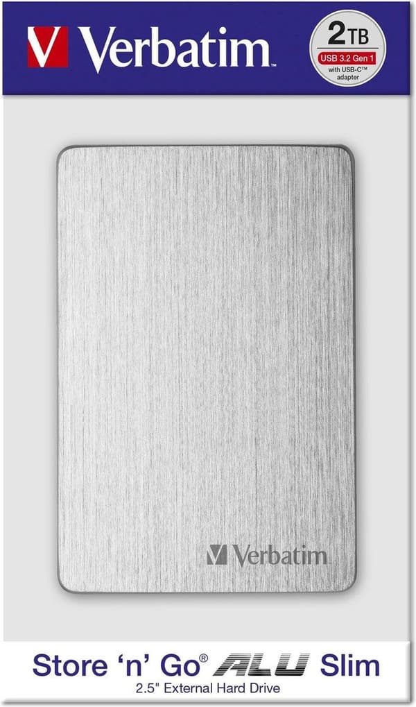 Verbatim Store 'n' Go ALU tunn mobil hårddisk 1TB Silver