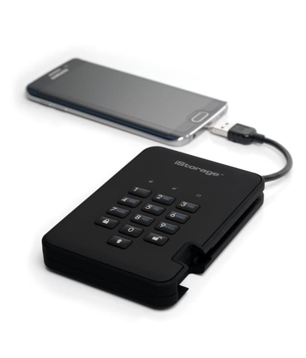 iStorage diskAshur 2 - extern hårddisk - 2000 GB - Sifferkod - Svart
