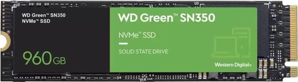 WD Green SN350 WDS960G2G0C 960GB Solid State Drive M.2 2280 Intern PCI Express NVMe (PCI Express NVMe 3.0 x4) Desktop PC-enhed understøttet, 80TB TBW,