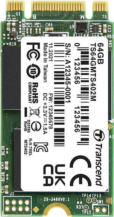MTS402M 64 GB intern M.2 PCIe NVMe SSD 2242 SATA III Retail (TS64GMTS402M)