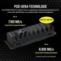 Miniatyrbild 3 av 6: CORSAIR MP600 PRO XT - SSD - krypterad - 2 TB - intern - M.2 2280 - PCI Express 4.0 x4 (NVMe) - 256-bitars AES - integrerad kylfläns