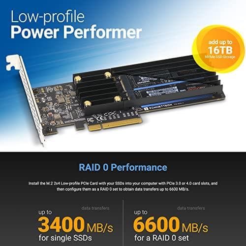 SoNNeT M.2 2x4 PCIe-kort med lav profil, FUS-SSD-2X4-E3S