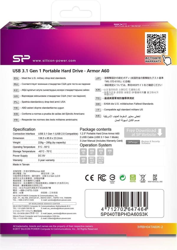 Silicon Power Armor A60 extern hårddisk 4000 GB Svart, Grön