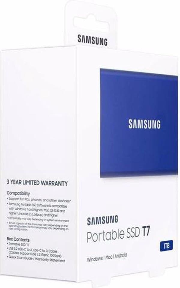 Samsung Portable SSD T7 - 1TB - Blå
