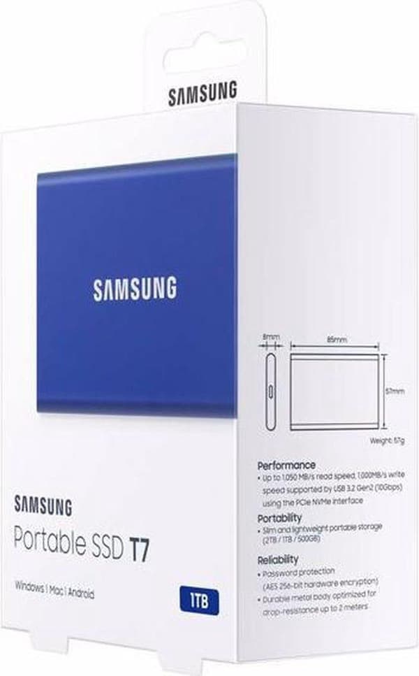 Samsung Portable SSD T7 - 1TB - Blå