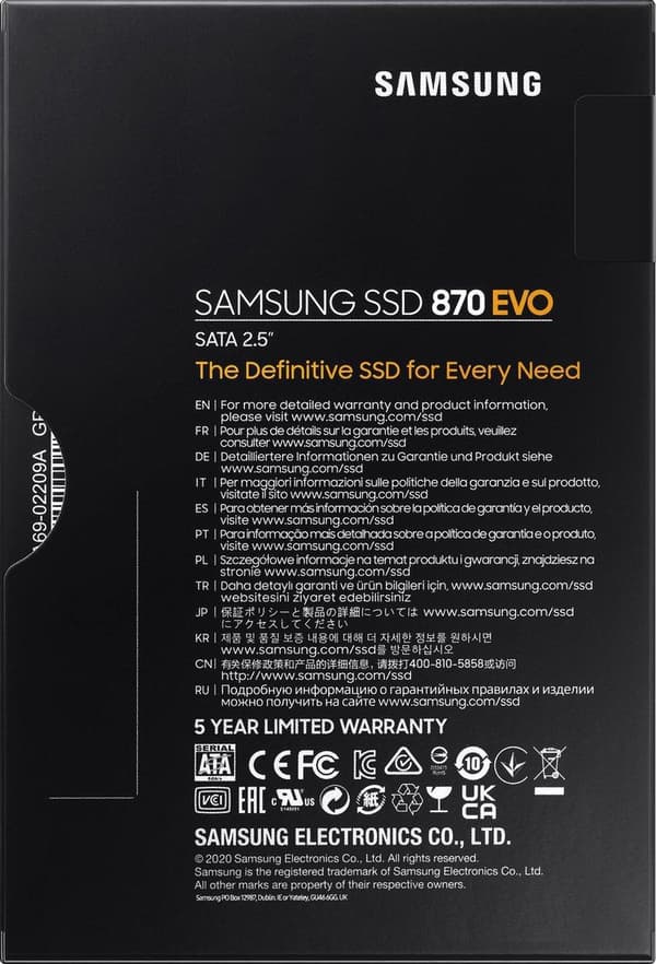 Samsung 870 EVO 2,5" 250 GB Serial ATA III V-NAND