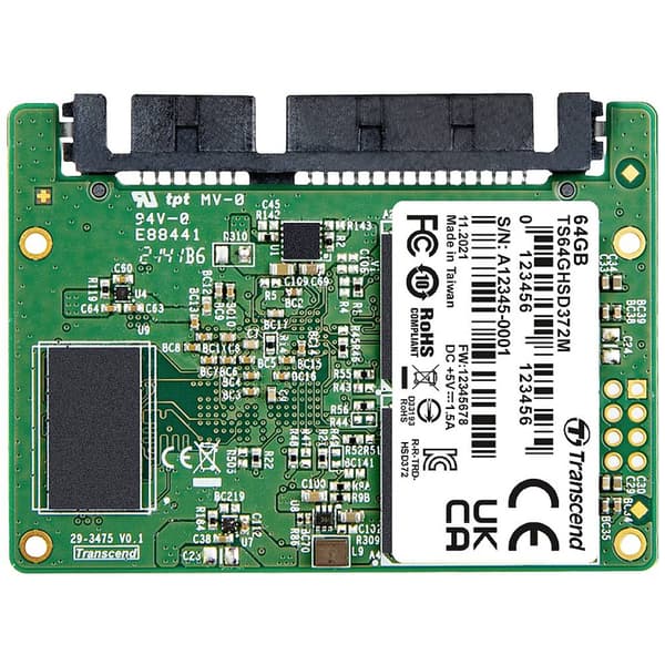 Transcend HSD372M 64 GB Intern half-slim SSD industri SATA III Industrial TS64GHSD372M