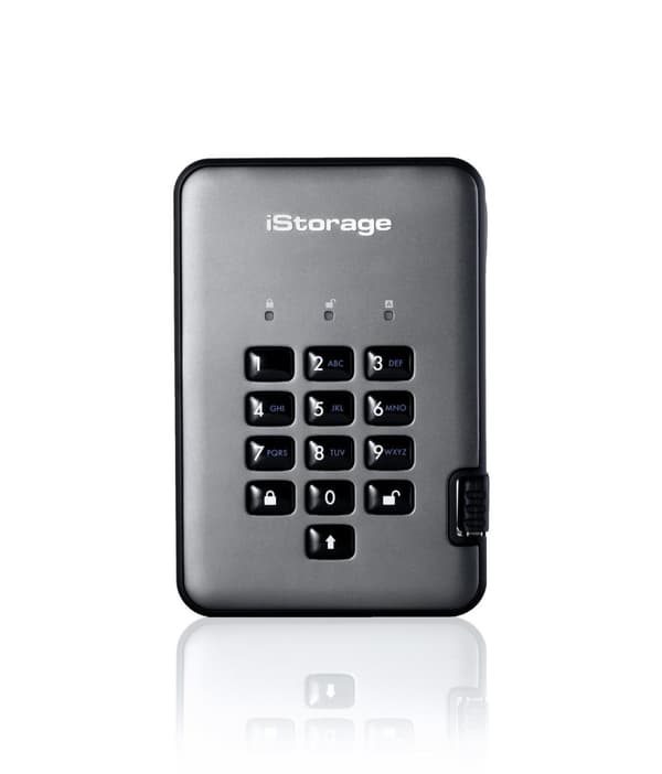 iStorage diskAshur Pro 2 - Hårddisk - krypterad - 500 GB - extern (bärbar) - USB 3.1 - FIPS 197 - FIPS 140-2 Nivå 3, 256-bitars AES-XTS (IS-DAP2-256-5
