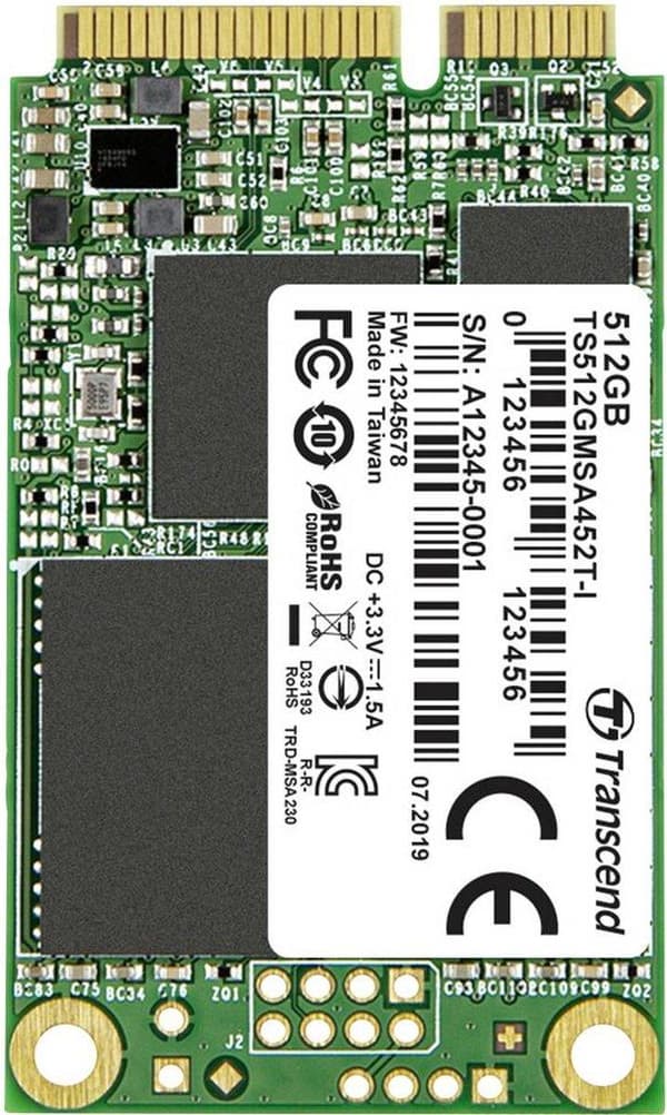 Transcend MSA452T-I 512 GB mSATA SSD-harddisk SATA 6 Gb/s Retail TS512GMSA452T-I