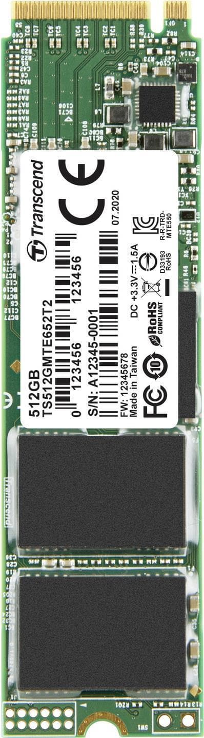 Transcend MTE652T2 - SSD - 512 GB - intern - M.2 2280 (dobbeltsidet) - PCI Express 3.1 x4 (NVMe)