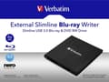 Pikkukuva 8 / 8: Verbatimin ulkoinen ohut optinen levyasema, musta Blu-Ray RW