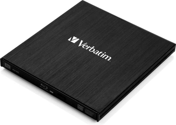 Verbatimin ulkoinen ohut optinen levyasema, musta Blu-Ray RW