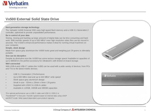 Verbatim Vx500 ekstern SSD 240GB