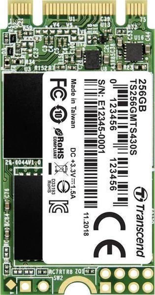 Transcend TS256GMTS430S SATA M.2 SSD 2242 hårddisk 256 GB M.2 SATA 6 Gb/s