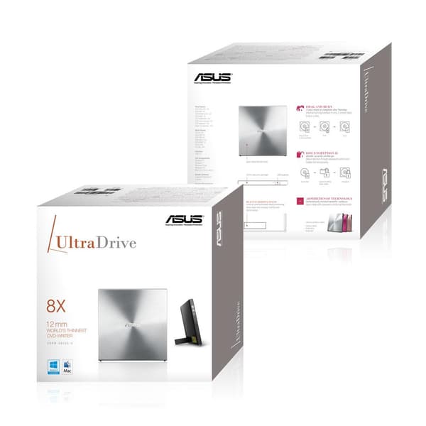 ASUS SDRW-08U5S-U - Asema - DVD+/-RW (+/-R DL) / DVD-RAM - 8x/8x/5x - USB2.0 - ulkoinen - hopea (90DD0112-M29000)