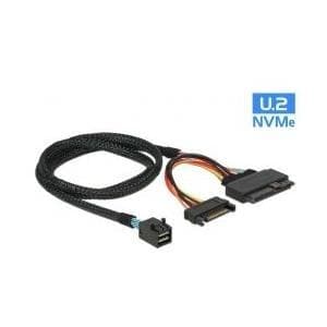 Delock-kabel SFF-8643 han > U.2 SFF-8639 hun + SATA strømstik 75 cm (84821)