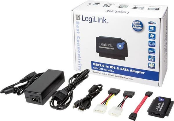 LogiLink USB 2.0 til 2.5 + 3.5 Zoll IDE + SATA HDD OTB-adapter