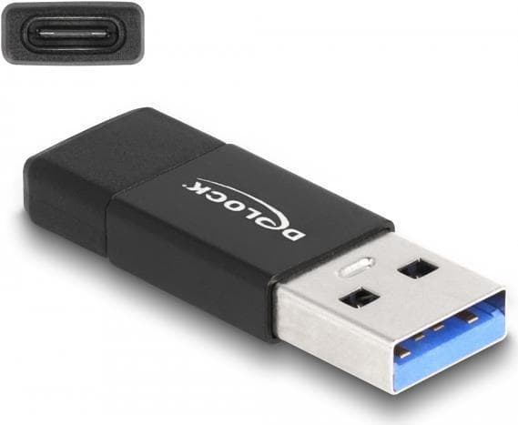 Delock - USB-adapter - USB typ A (M) till USB-C (W) - USB 3.2 Gen 2 - 5 V - 3 A - svart