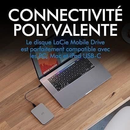 LaCie Mobile Drive Moon Silver USB-C STLP2000400 Extern hårddisk - 2TB