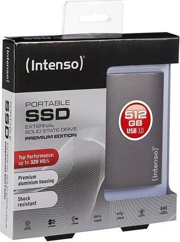 Extern hårddisk INTENSO 3823440 256 GB SSD 1.8 USB 3.0 antracit