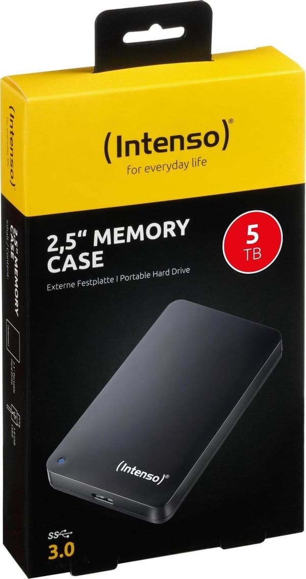 Intenso Memory Case 5 TB Ekstern harddisk (2,5 tommer) USB 3.2 Gen 1 (USB 3.0) Sort 6021513