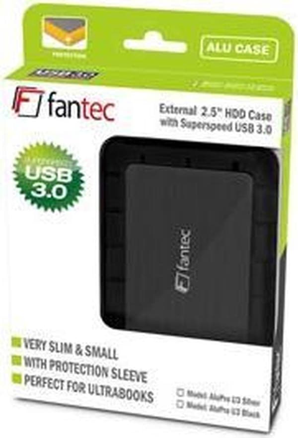 Fantec AluPro U3 2,5'' Svart Strömförsörjning via USB