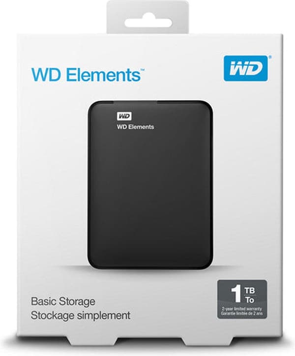 Western Digital Elements Bærbar ekstern harddisk 1 TB 2,5" Micro-USB B 3.2 Gen 1 (3.1 Gen 1) Sort