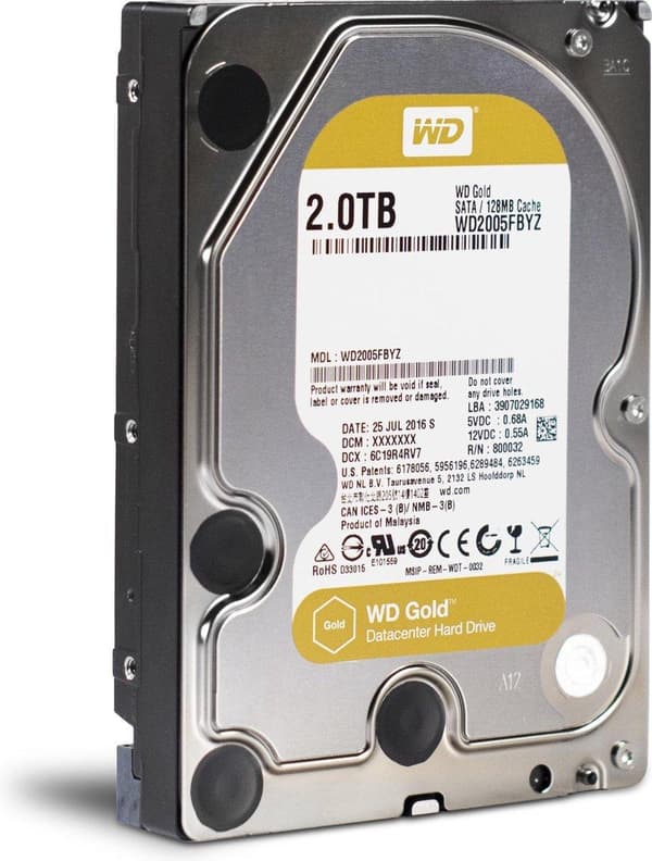 Western Digital Gold sisäinen kiintolevy 2 TB 7200 RPM 128 MB 3,5" Serial ATA III