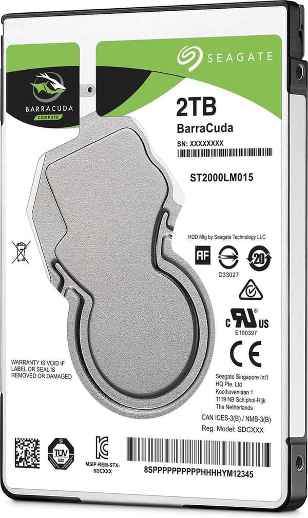 Seagate BarraCuda intern hårddisk 2 TB 5400 RPM 128 MB 2,5" Serial ATA III (ST2000LM015)