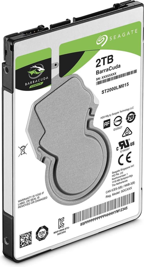 Seagate BarraCuda intern hårddisk 2 TB 5400 RPM 128 MB 2,5" Serial ATA III (ST2000LM015)