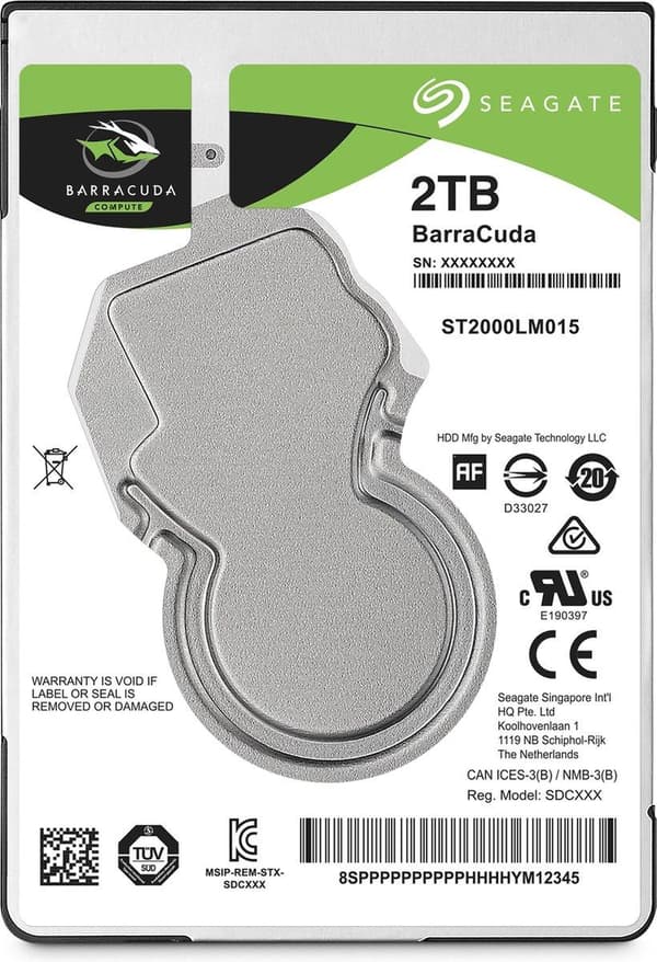 Seagate BarraCuda intern hårddisk 2 TB 5400 RPM 128 MB 2,5" Serial ATA III (ST2000LM015)