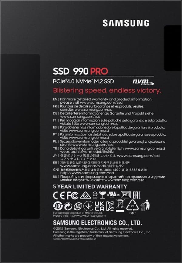Samsung 990 PRO - Sisäinen SSD - M.2 NVMe - 1 Tt