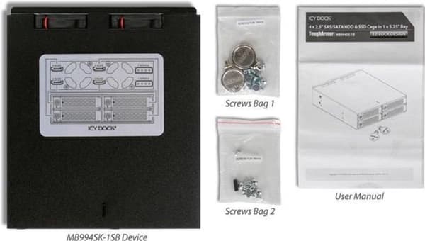 Icy Dock MB994SK-1B tallennusasemakotelo 2,5 tuuman HDD/SSD-kotelo Musta