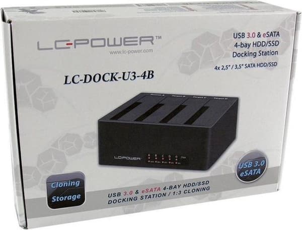 LC-Power LC-DOCK-U3-4B basstation för lagringsenheter USB 3.0 Typ-A Svart