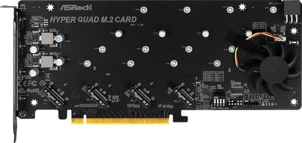 Asrock Hyper Quad M.2 interfacekort/adapter Intern