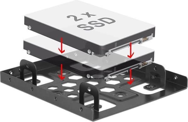 Premium 2x 2,5" HDD/SSD til 3,5" slot monteringsramme / aluminium / sort