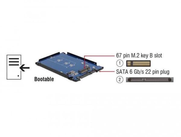 Delock 2,5'' hus til M.2 SSD (maks. 80 mm) - SATA600 / sort