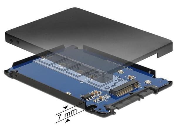 Delock 2,5'' hus til M.2 SSD (maks. 80 mm) - SATA600 / sort