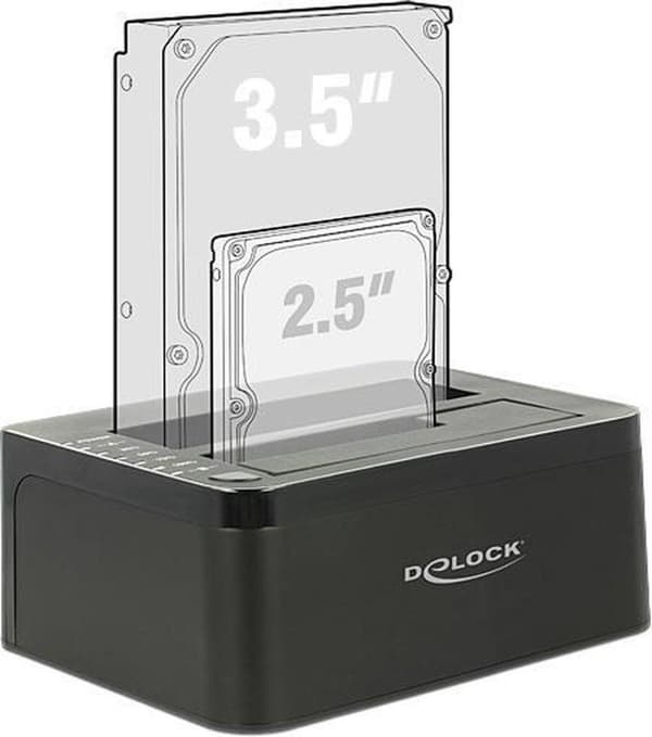 Dockningsstation Delock 2x SATA III HDD -> USB3.0 Clone Funkti