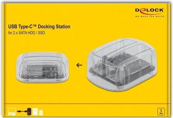DeLOCK 64090 -tallennusasematelakka USB 3.2 Gen 1 (3.1 Gen 1) Type-C Transparent