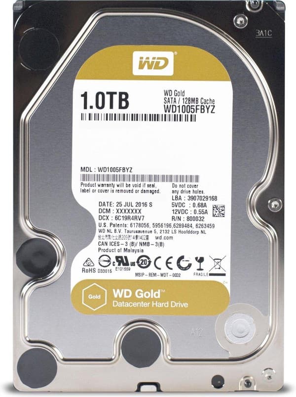 WD Gold Datacenter Harddisk WD1005FBYZ - Harddisk - 1 TB - intern - 3,5 - SATA 6Gb/s - 7200 rpm -buffer: 128 MB
