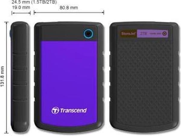Transcend StoreJet 25H3 Rugged - Extern hårddisk - 2 TB