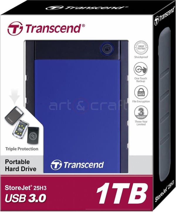 Transcend StoreJet 25H3 Rugged - Ekstern harddisk - 1TB