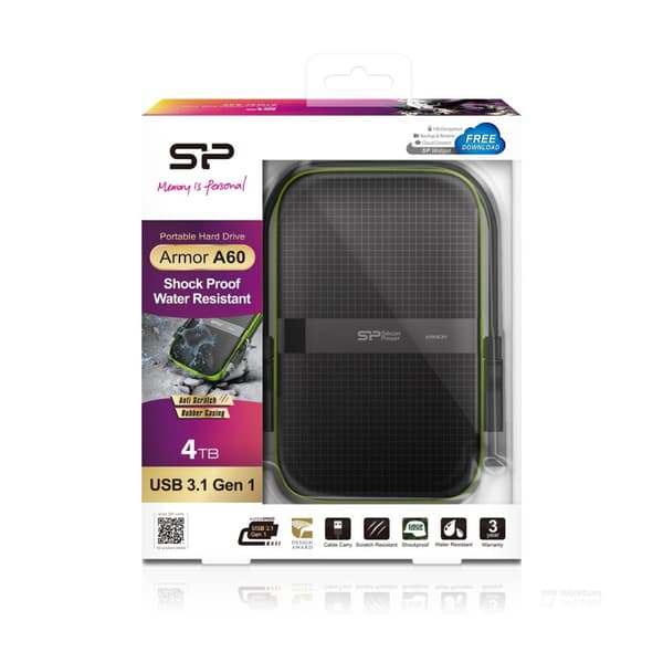 Silicon Power ArmorA60 - Ekstern harddisk - 4 TB - Sort