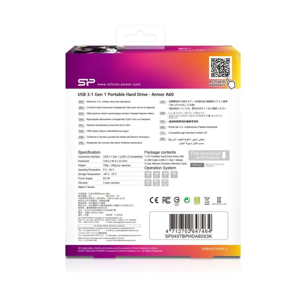 Silicon Power ArmorA60 - Ekstern harddisk - 4 TB - Sort